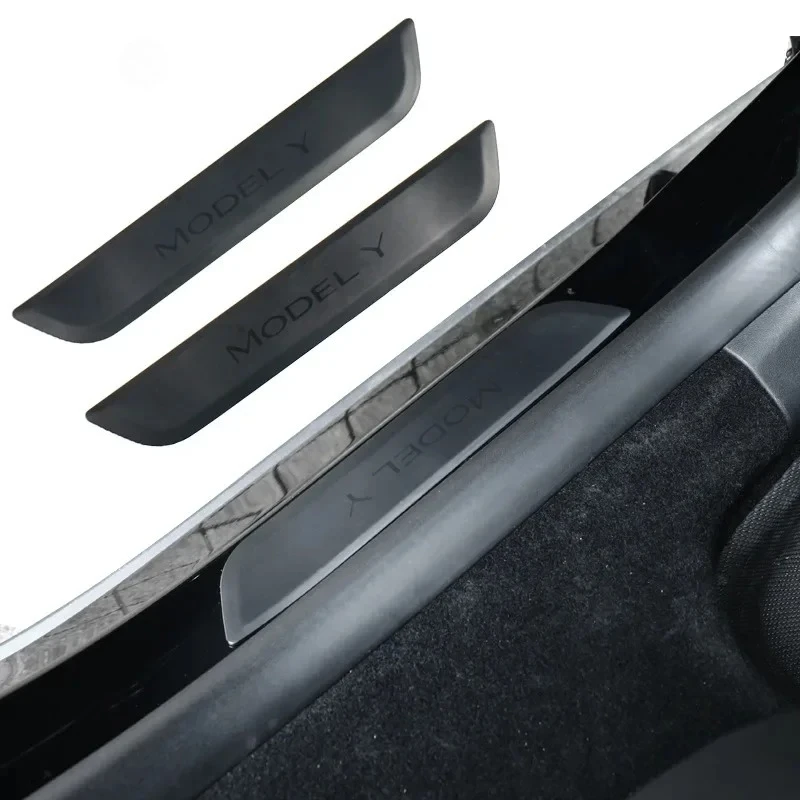 Für Tesla Model 3 Y Juniper Heckklappen-Einstiegsleisten-Dekorationsfolie ABS Willkommens-Pedal-Aufkleber Schutzstreifen Auto-Zubehör – Detail 2