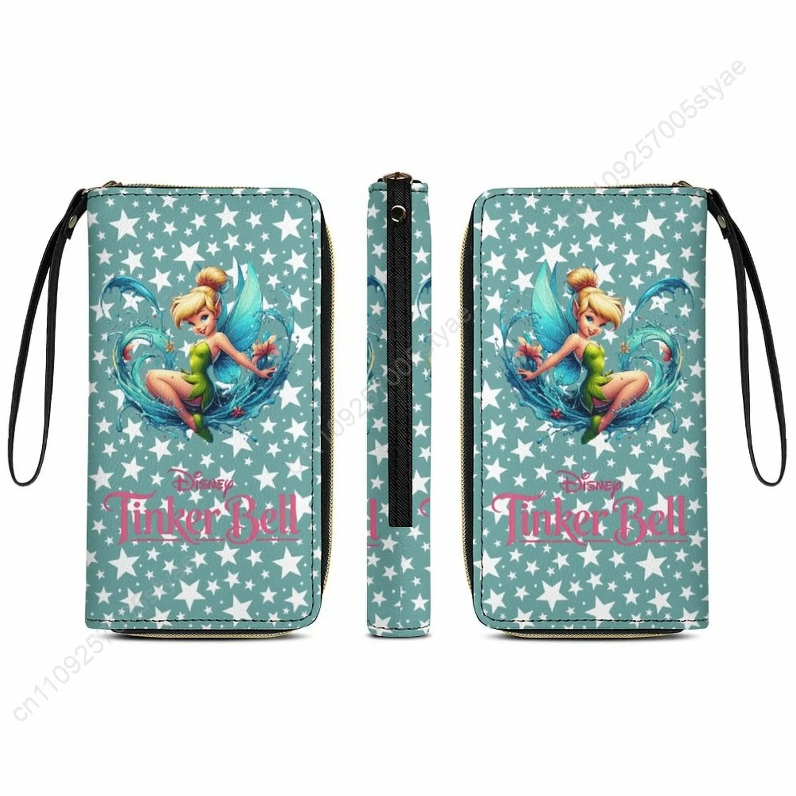 

Tinker Bell Leather Wallet Disney Licensed Customizable Personalized Design Your Pattern Portable Purse Double-sided Printing