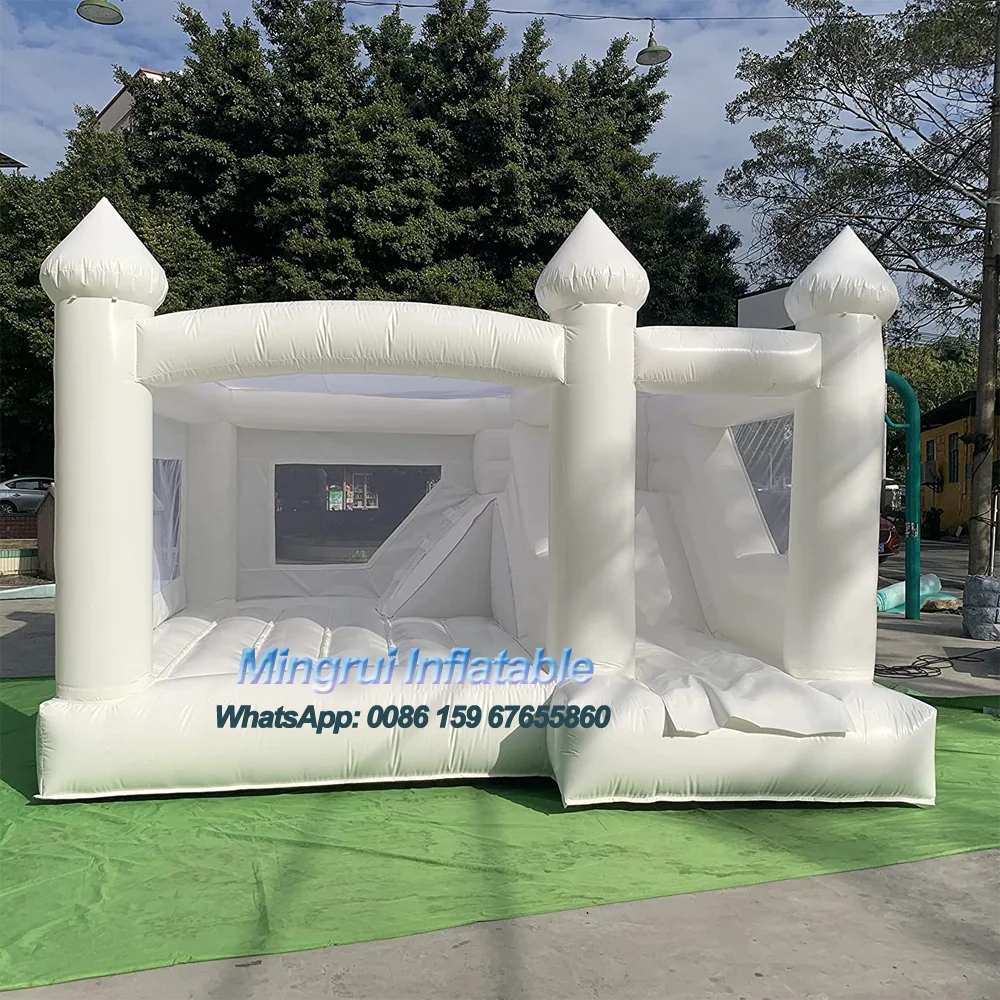 

Inflatable White Bounce House with Slide, Wedding Party, Popular Bouoncy Castle, White Wedding Party