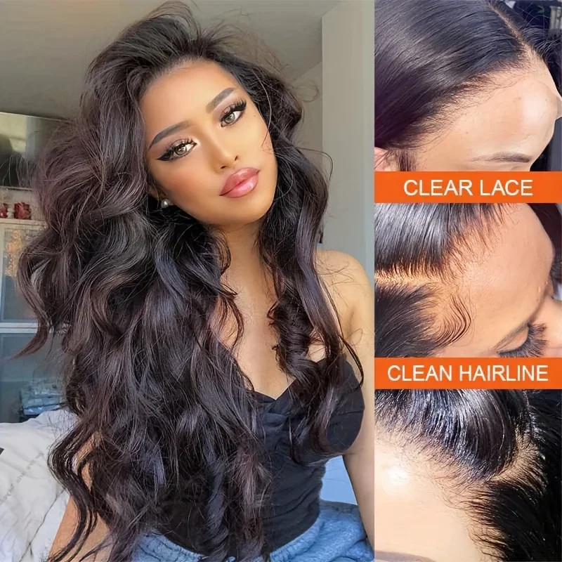 

180% Density Glueless Wigs 13x6 HD Lace Closure Wigs 26inch Body Wave Synthetic Lace Front Wigs for Women Put on And Go Wig