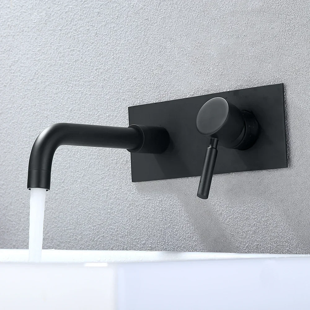 Bagnolux Black Embedded Installation Two Holes Shower Bathtub Vanity With Sink Cold And Hot Mixer Bathroom Faucet view 5
