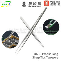 YCS OK-01 Precision Long Sharp-Tipped Tweezers Anti-Rust for Phone Screw Jump Wire Clamping Mobile Phone Repair Tool