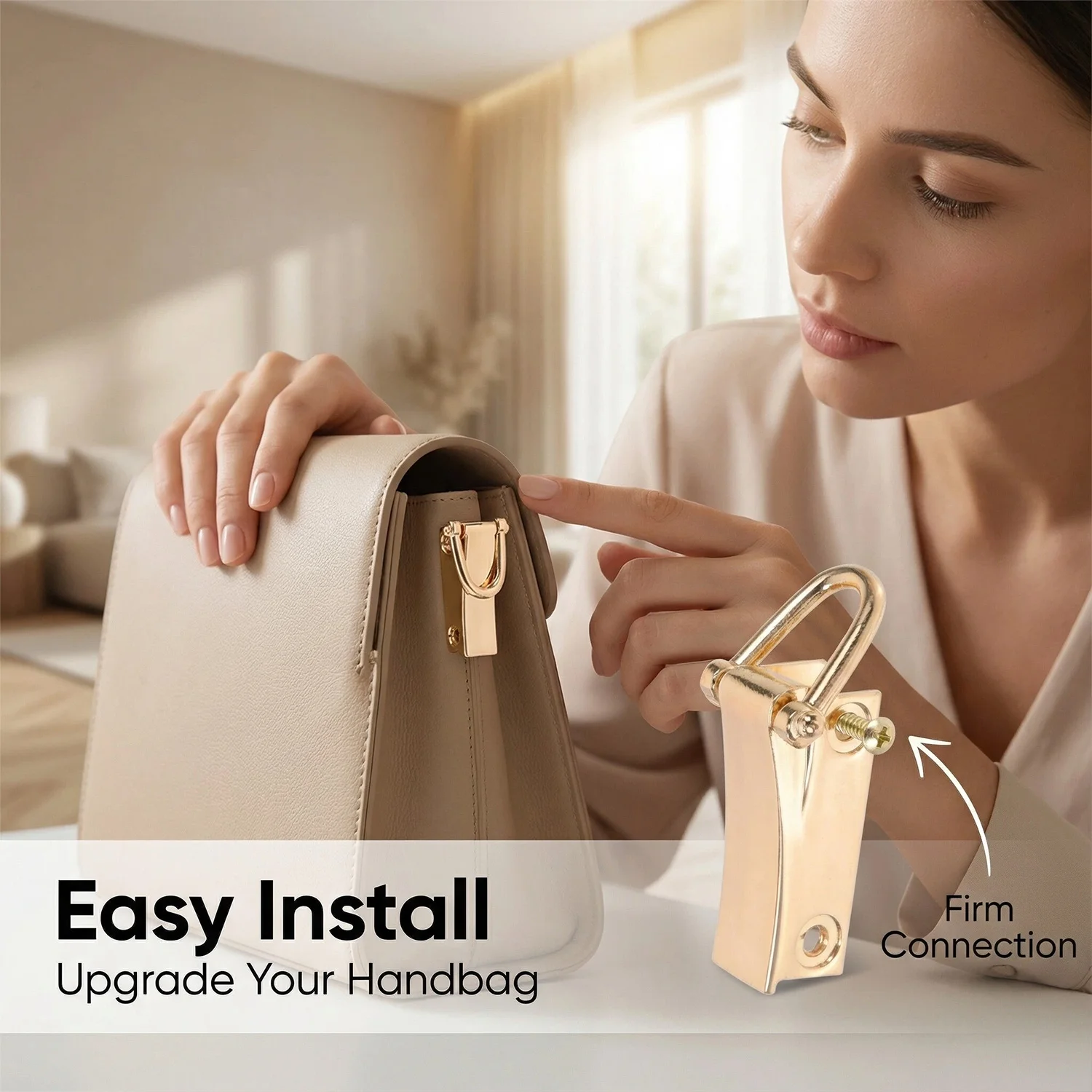 2pcs Metal Bag Side Clip Buckle Bag Connector Clip Purse Hardware Connector Buckle Detachable with D Ring