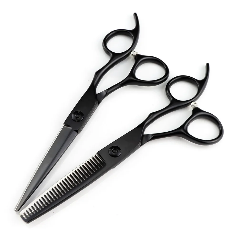 

Professional JP 440c steel 6 '' scissor Black hair scissors haircut thinning barber tools cutting shears hairdressing scissors