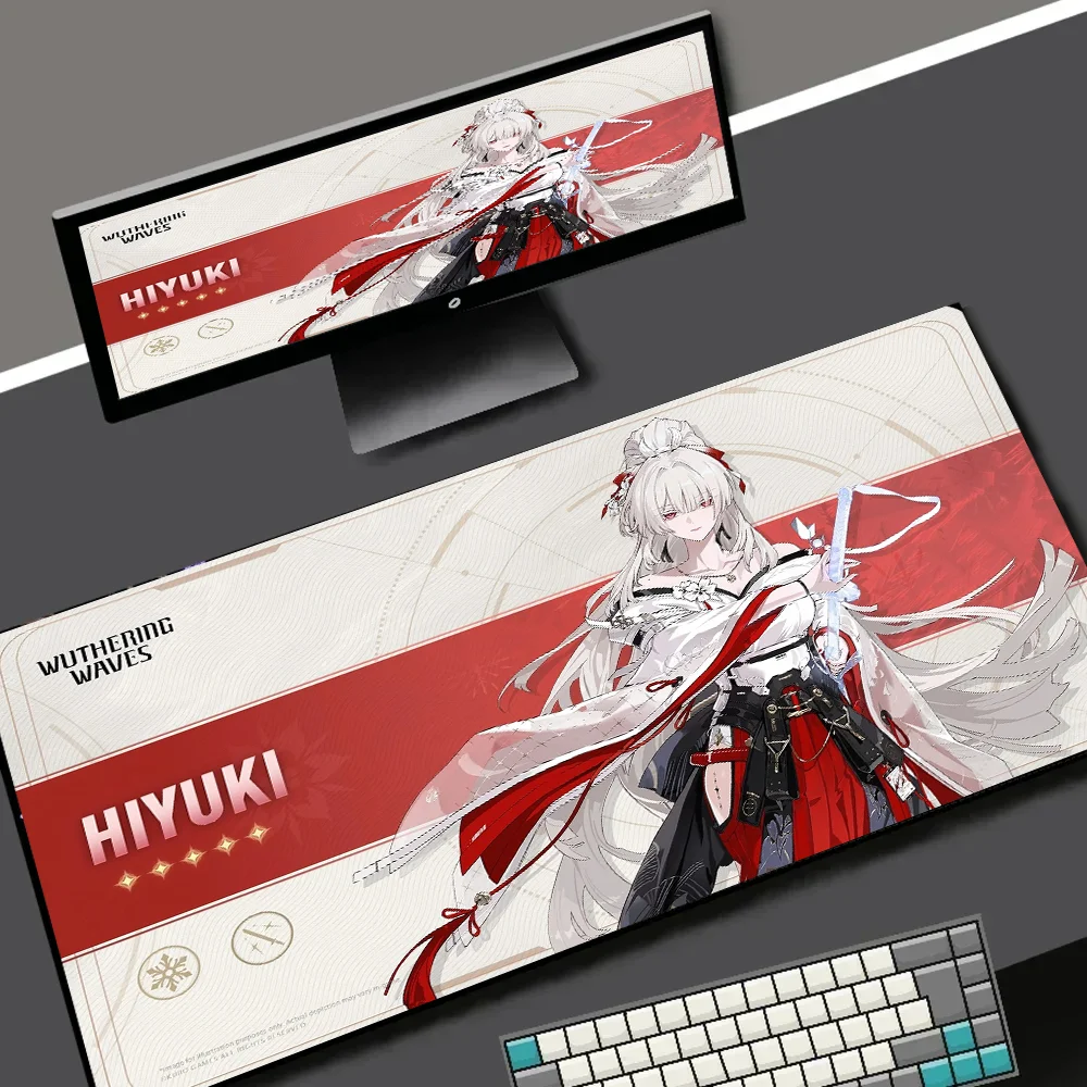 Mouse Pad HD Print New Pretty Wuthering Waves HIYUKI Mouse Pad Anime Girl Gaming Mouse Pad Non-slip Table Pads Rubber Desk Mats