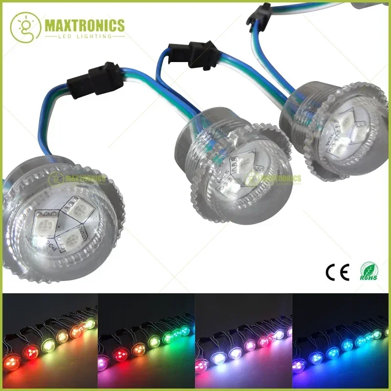 10-30-50 Uds DC12V WS2811 módulos LED cubierta transparente/latchosa diámetro 26mm 3Leds 5050SMD RBG lámpara de píxel de luz de punto impermeable