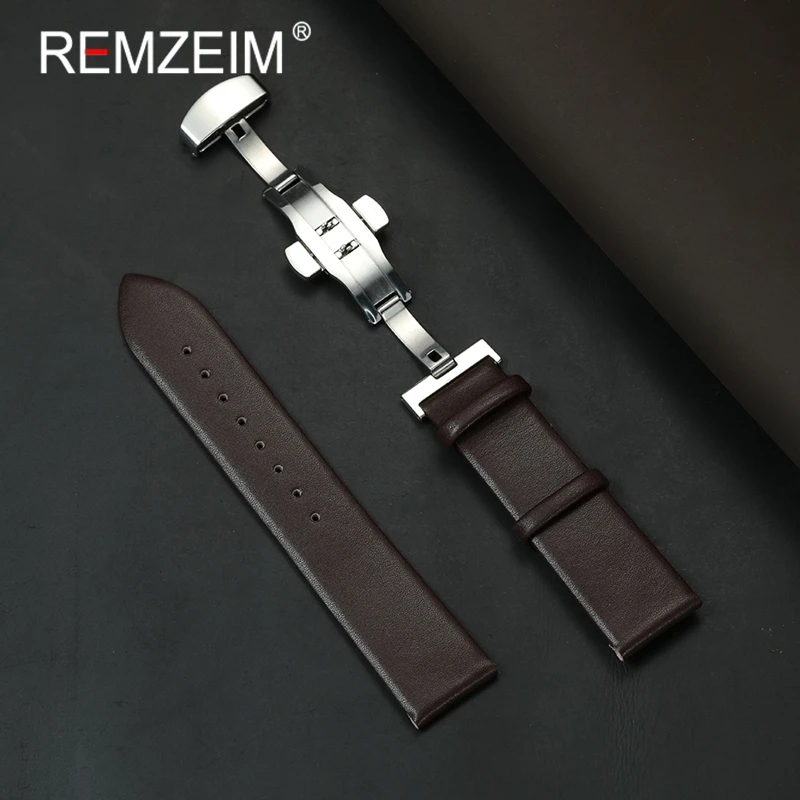 

Green Red Blue Pink Women Men Ultra-thin Leather Replacement Watch Band 18mm 20mm 22mm Watchband Belt with Butterfly Clasp