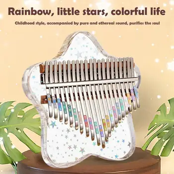 21/17 Keys Portable Finger PianoCrystal Clear Kalimba For Beginners Kids Adults, 17 Key Th