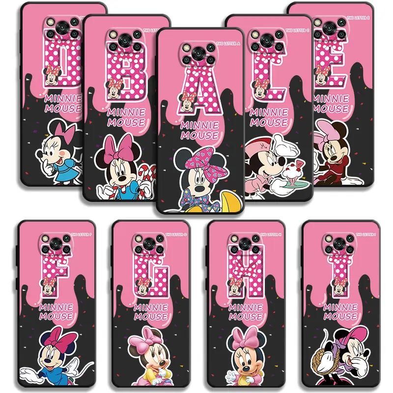 Phone Case For Xiaomi Poco X3 NFC F5 Mi 11T for Huawei P30 P40 for Honor X8a X8 90 for Pixel 7 Disney Minnie Mouse Pink Letter