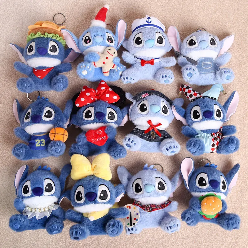 New Anime Figures Stitch Plush Keychain Christmas Seris Keychains Plushie Keyring Doll Backpack Pendant Christmas Gift Girl Toys