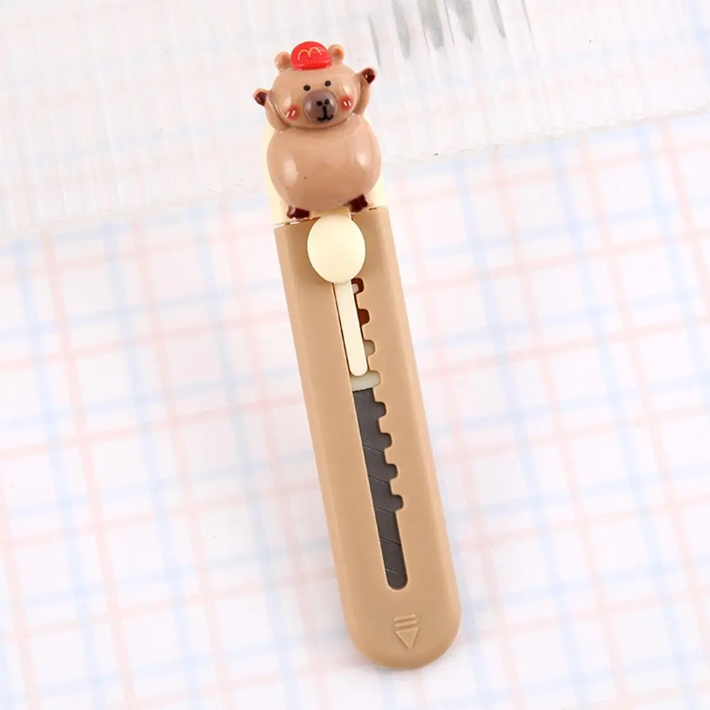 Portable Plastic Capibara Cutter Mini School Office Supplies Paper Cutting Tool Cartoon Retractable Letter Opener