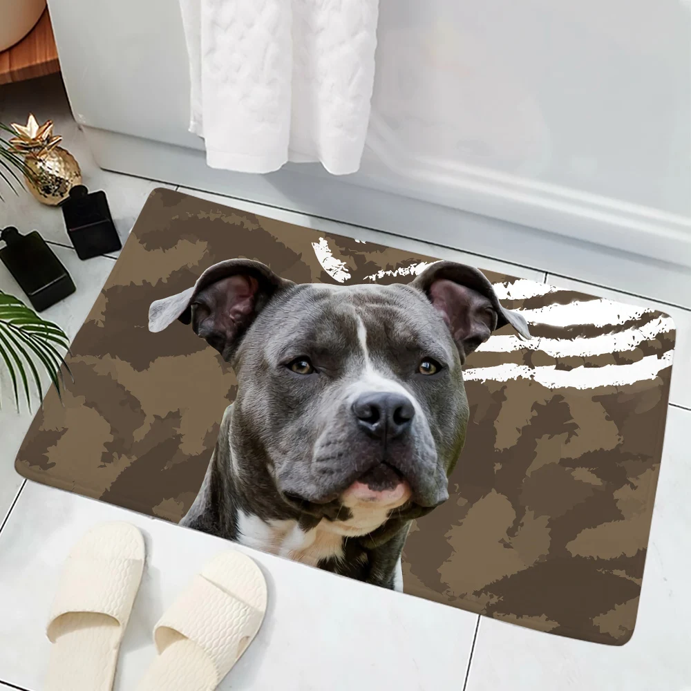 

HX Fashion Animal Dogs Floor Mat American Staffordshire Terrier 3D Printed Flannel Indoor Door Mat Carpets Non-slip Bath Mat