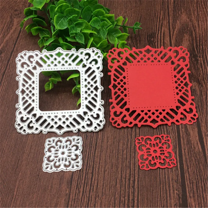 

Flower photo frame square DIY steel stencil Scrapbook Card picture frame envelope lace Xmas decorative metal cutting dies