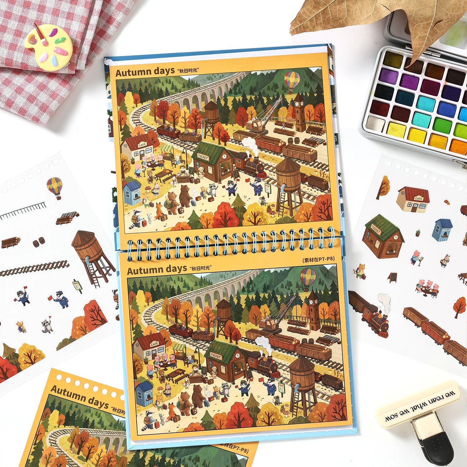3D Dimensional Scene Sticker Book with Whimsical Town Designs for Children Cross Border Craft Projects