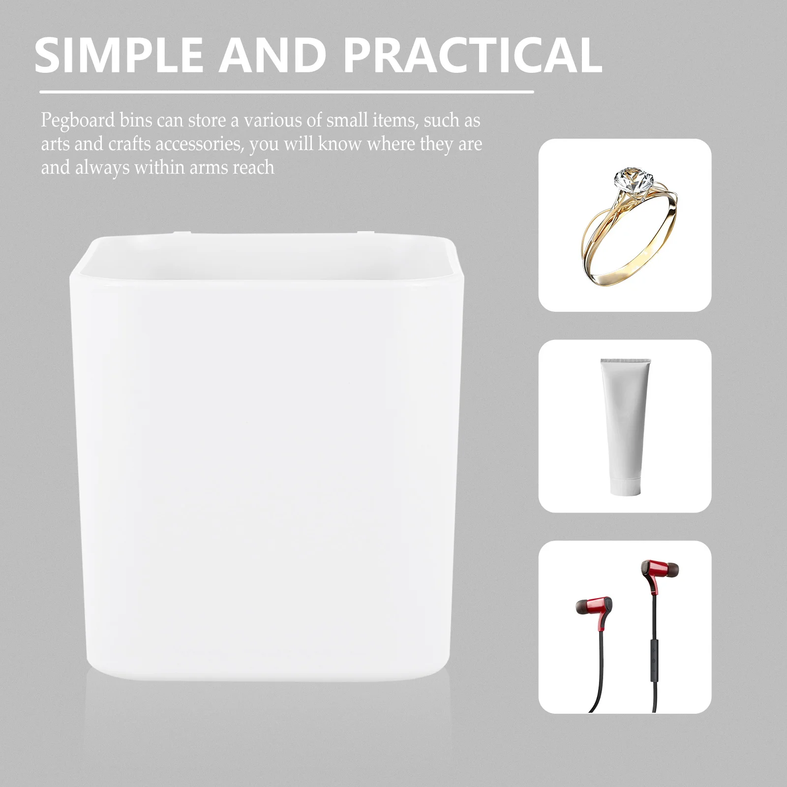 

1Pcs Pegboard Bins Plastic Storage Containers for Tool Accessories Screws Nails Bolts Small Parts Organizer Pegboard