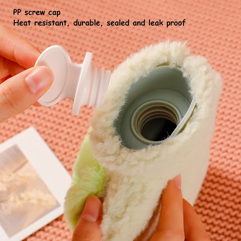 Hand warmer water bag Rubber thermos bottle with cartoon soft plush cover