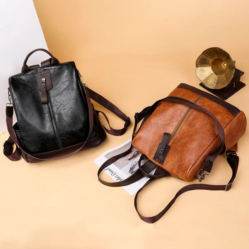Women's Handbag Women's Shoulder Bag Fashion Purse Vintage Leather Bag Large Capacity Handbag Inclined Shoulder Bag Mom's Bag