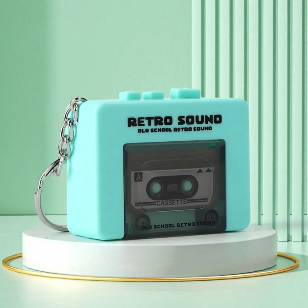 كاسيت مسجل الموسيقى مفتاح سلسلة صندوق تخزين ذكرى صندوق تشغيل الموسيقى الصغير المفاتيح خمر مشغل صغير صندوق تشغيل الموسيقى قلادة #3