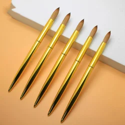 NEW Nail Acrylic Brush Kolinsky Drawing Sable Gold Metal Handle Round Size 14#16#18#20 Manicure Art Salon Painting Tools 1Pcs