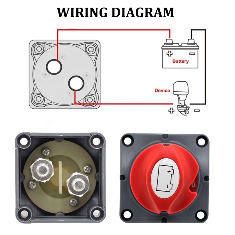 (On/Off) DC 12V-60V 100A-300A Car RV Boat Marine Selector Isolator Disconnect Switch Rotary Cut Battery Circuit Cutter