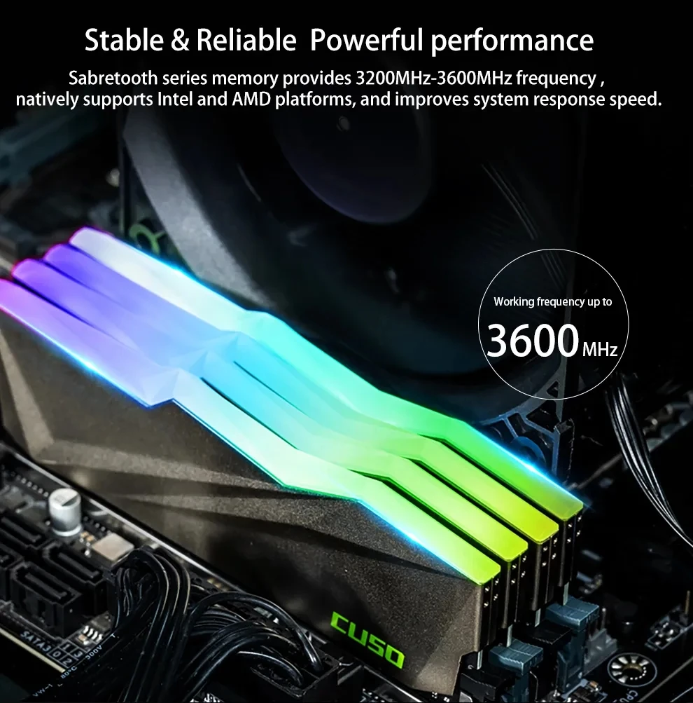 CUSO RGB RAM Memoria DDR4 16GB 3200mhz 8GB 3600mhz Pamięć Dwukanałowy komputer stacjonarny 8GBx2 16GBX2 3200mhz Memoria RAM