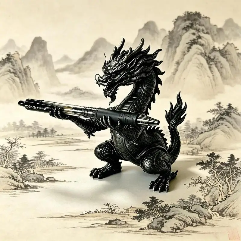 1Pcs 3D Printed Dragon Shaped Pen Holder Oriental Myth Vintage Style Dragon Stationery Storage Plastic Cartoon