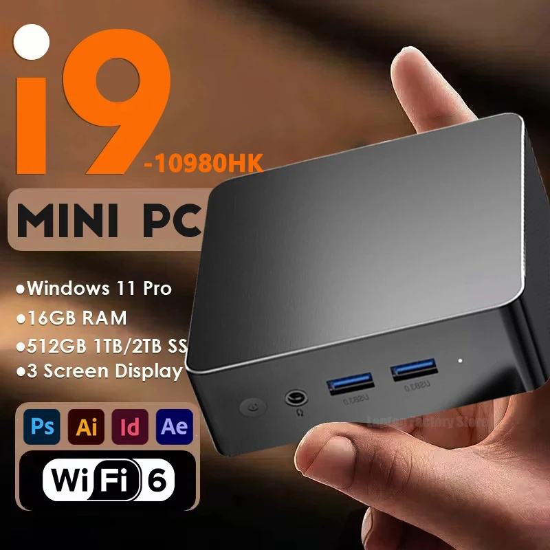 2026 휴대용 i9 컴퓨터 윈도우11 프로 인텔 코어 i9-10980HK 16GB 1TB 게이밍 컴퓨터 듀얼밴드 WiFi6 코어 게임 미니 데스크탑 PC