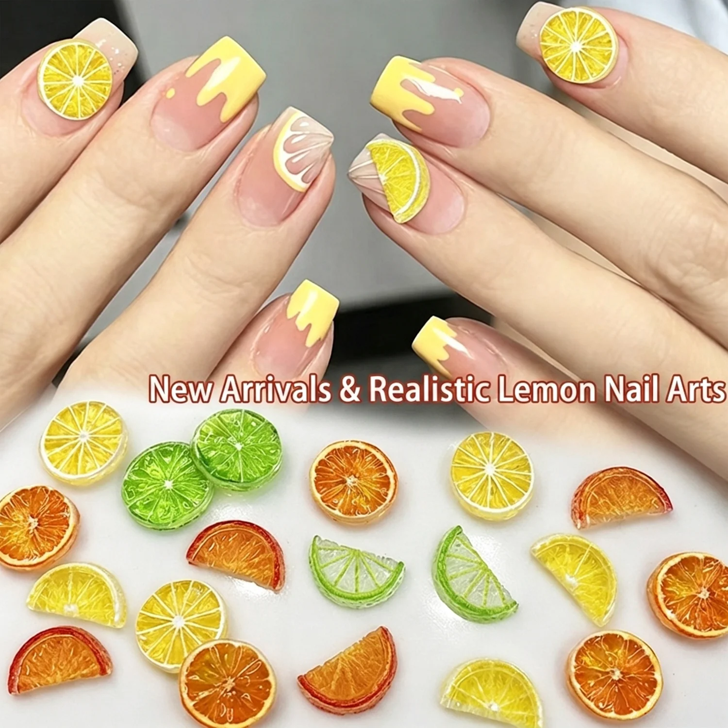 30pcs Cartoon Translucent Simulated Orange Flakes Nail Decorations 3D Realistic Lemon Slices Nail Art Charms Summer Nail Jewelry