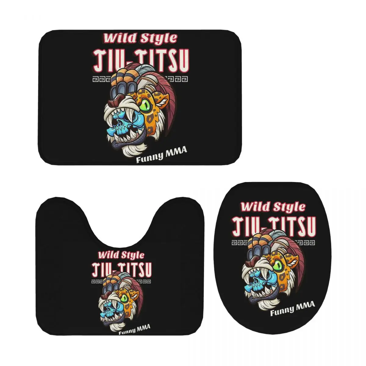 

Jiu Jitsu Тигр и Дракон 3-х предметный коврик для ванной комнаты, набор для ванной комнаты, крышка унитаза, домашний декор, нескользящий ковер, напольный коврик