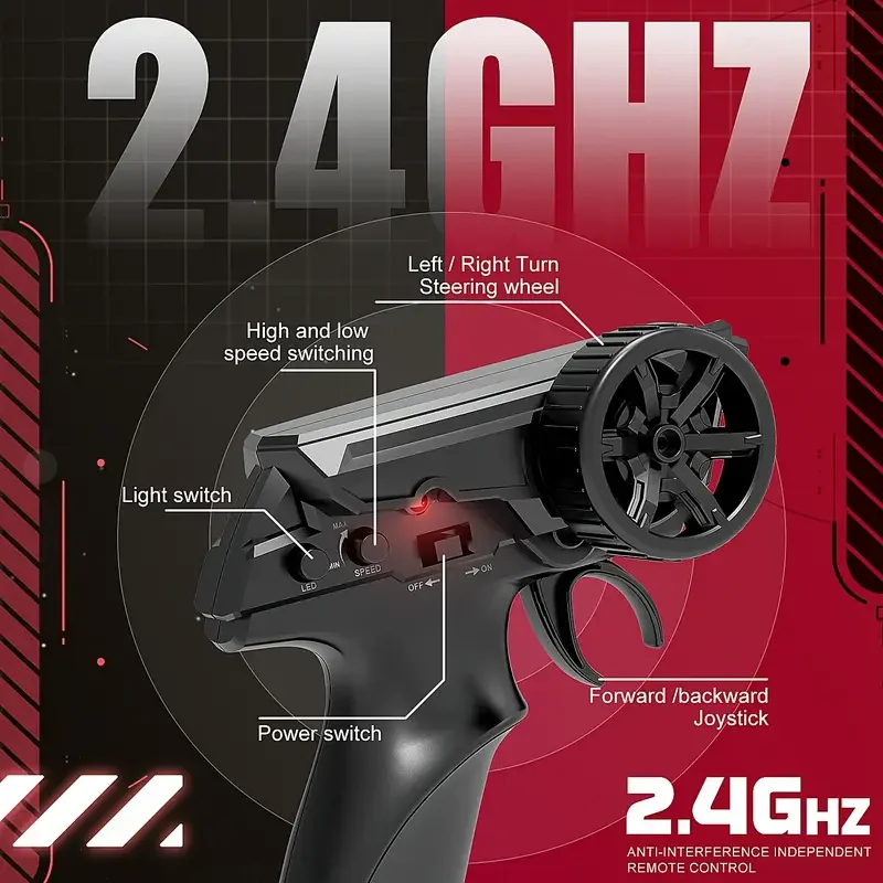 Neue 4WD RC Drift Auto Fernbedienung 1:24 Racing Fahrzeug LED RTR 2,4G Lkw M4 mit Extra Reifen Straßensperren Spielzeug Geschenk für Kind Erwachsene
