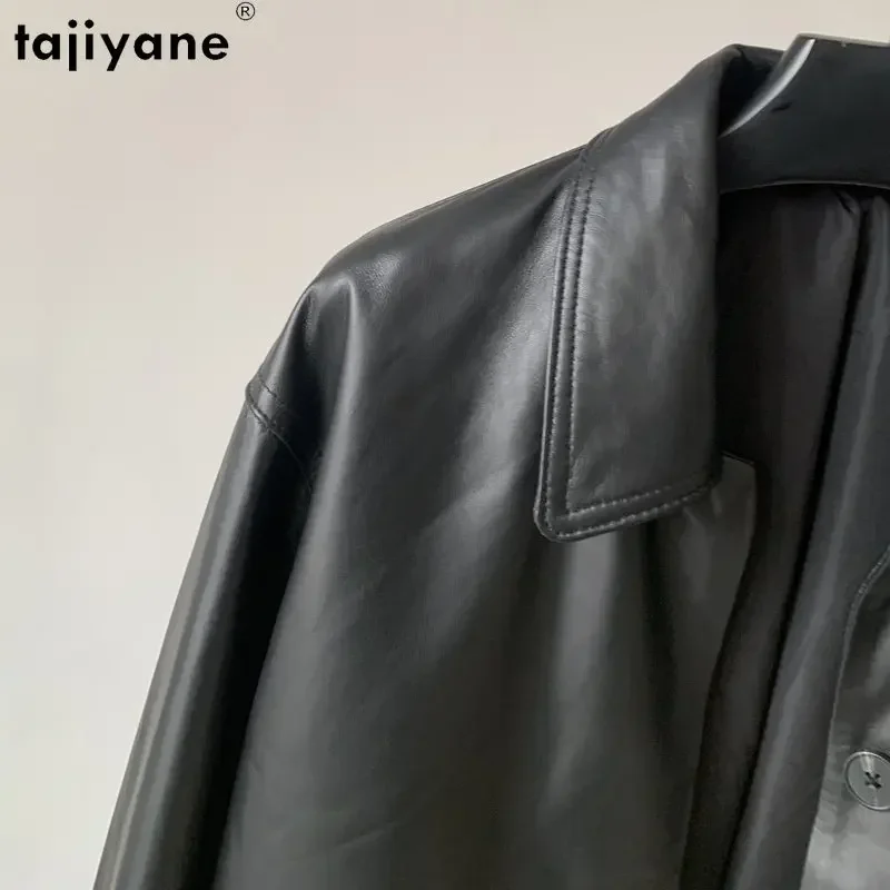 Tajiyane 23 Real Leather Jacket Women Genuine Leather Jackets Woman Single-breasted Short Sheepskin Leather Coat Square Collar