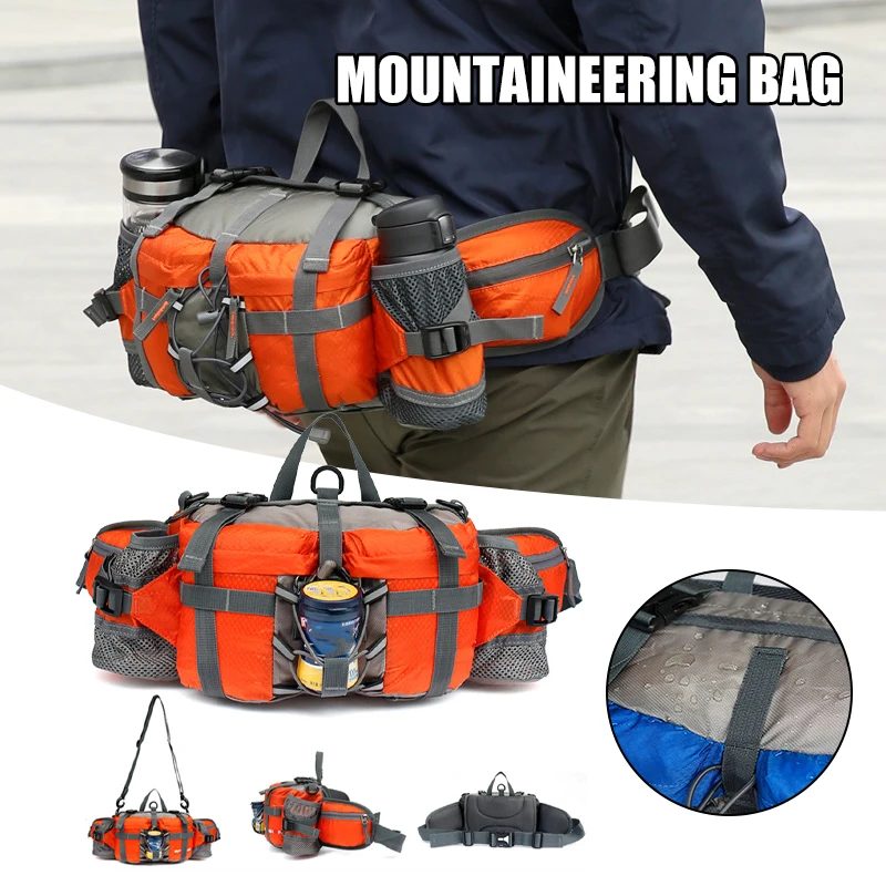 Outdoor Waist Bag Multifunctional Waterproof Fanny Pack with Bottle Holder Men Women Hiking Fishing Mountaineering