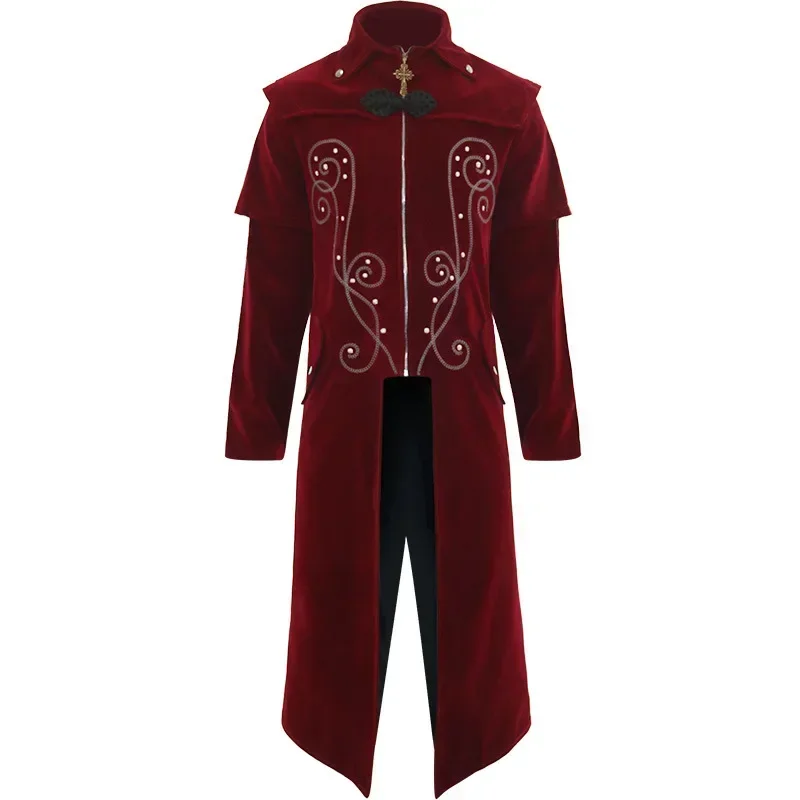 Abrigo de vampiro gótico para Cosplay de Halloween, chaqueta Vintage con cuello levantado, abrigo