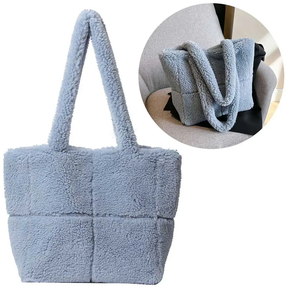 فو الفراء حقيبة يد المرأة عادية امبسوول حمل حقيبة خفيفة الوزن غامض حقيبة كتف فروي الإبط حقيبة المتسوق حقيبة حقيبة #4