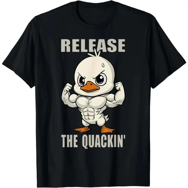 

Funny Duck Fitness Black T-shirt For Men Fun Humour Text 3D Print Hip Hop Tee Shirts Gym Sport Breathable Fashion Top