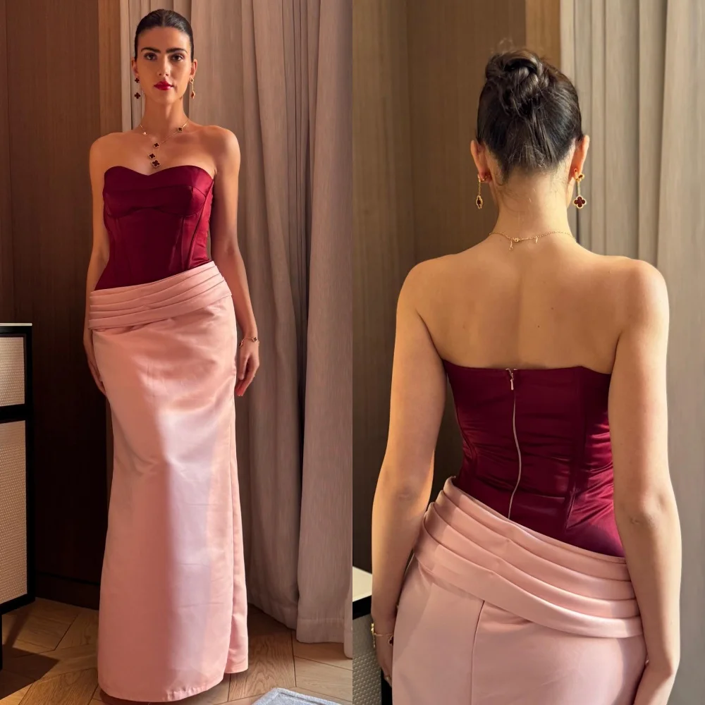 

Customized Modern Style Formal Pleat Ruched Straight Strapless Long Dresses Bespoke Occasion Dresses Sizes Available Fashion