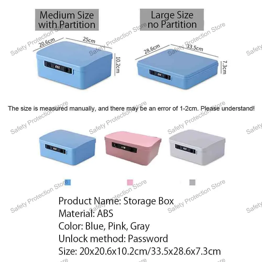 Password Safe Box Storage Box Jewelry Passport Document Privacy Security Box Car Household Travel Office Lock Organizer Case