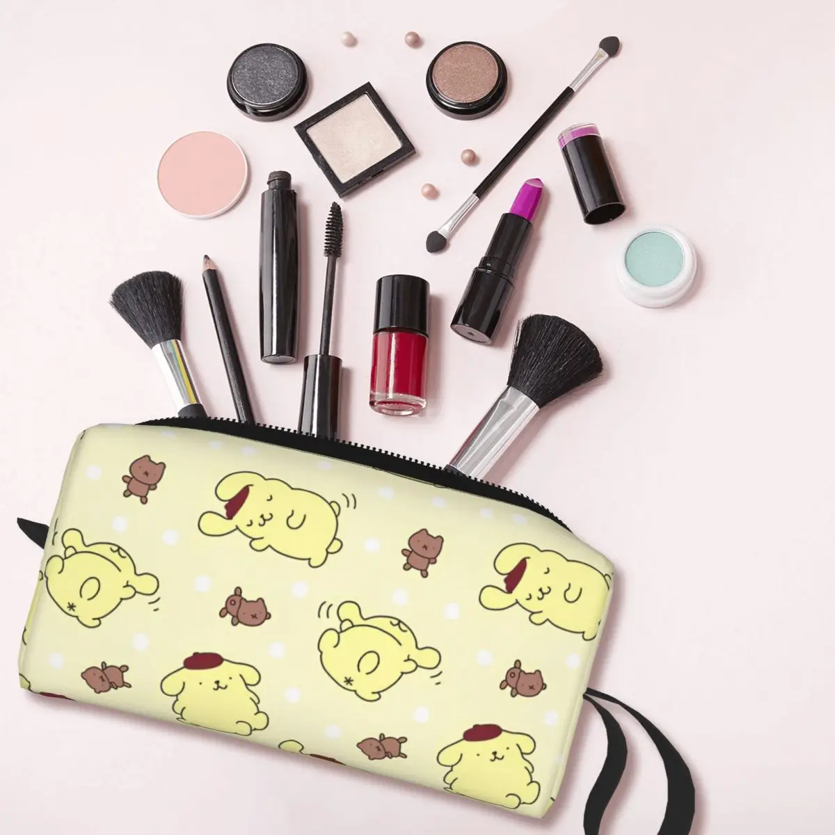 Borse per trucco per cani Pompompurin Borsa per cosmetici da uomo Custodia per organizer per trucco da esterno di tendenza