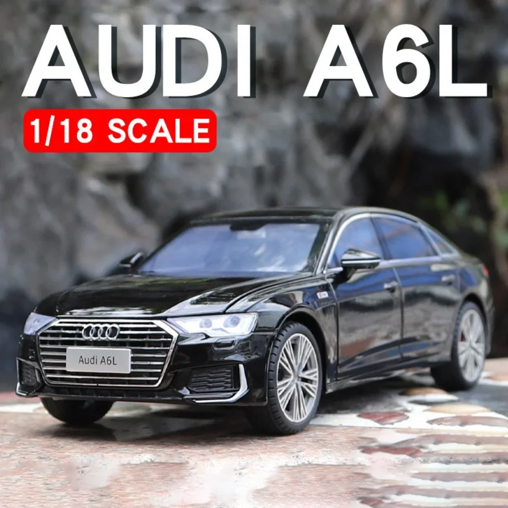 1/18 AUDI A6L Alloy Car Model Toys Diecast Cars 6 Doors Opened with Sound Light Pull Back Scale Models Toys for Boys Gifts