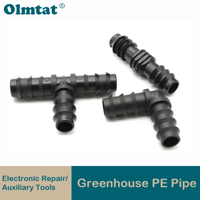 10pcs Greenhouse PE Pipe Tee Straight Elbow Plug Irrigation Pipe Fitting Micro Spray Irrigation Accessories 16 20 25 mm