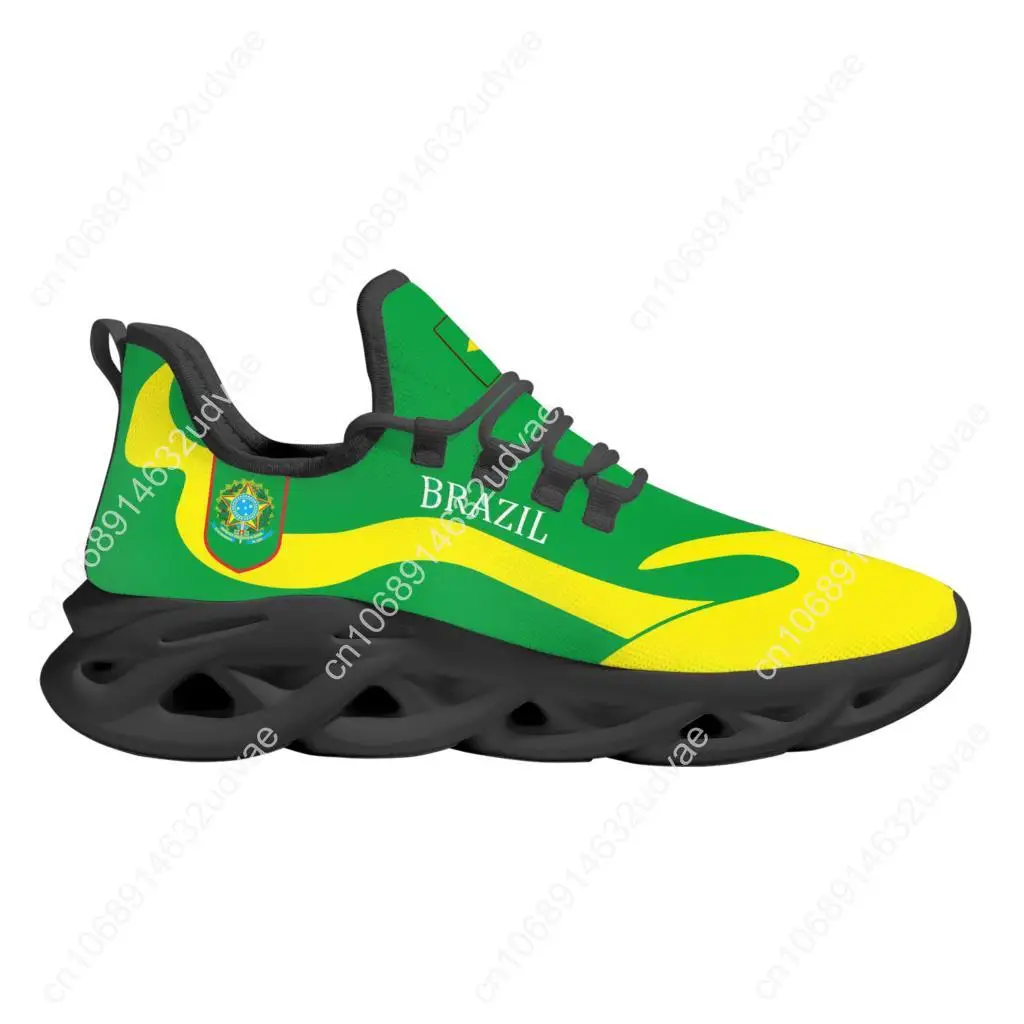 Personalized Brazil Flag Print Flats Shoes Women's Breathable Comfortable Sneakers Fashion Lace Up Mesh Walking Shoes Zapatos
