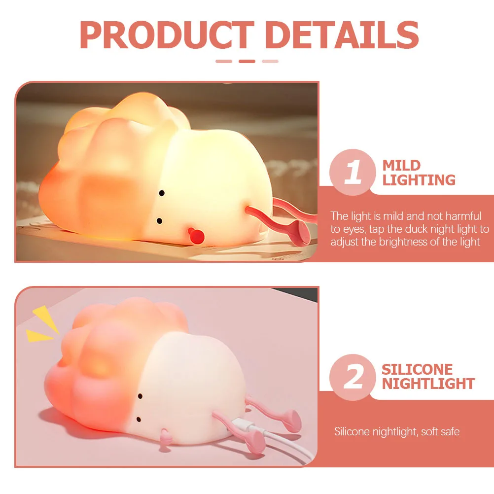 سيليكون ضوء الليل لطيف الكرتون بطة Led أباجورة لغرفة النوم 30 دقيقة الموقت اللمس عكس الضوء
