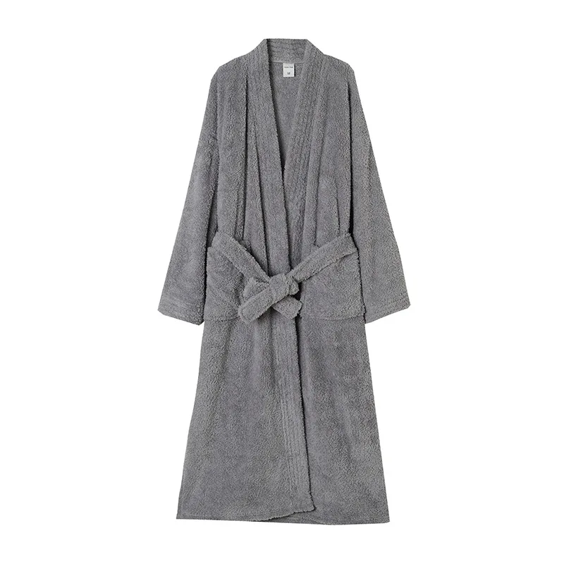 Robe kimono de pelúcia de lã feminina, pijama alongado grosso, moda inverno, roupão de flanela, confortável e grosso, roupa de dormir