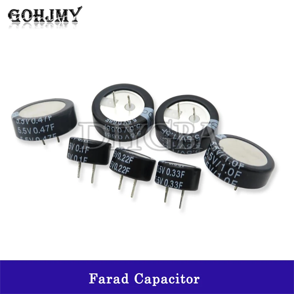 1PCS C-Type 5.5V Super Capacitor 0.1F 0.22F 0.33F 0.47F 0.68F 1F 1.5F Super Farad Capacitor Button Capacitance 