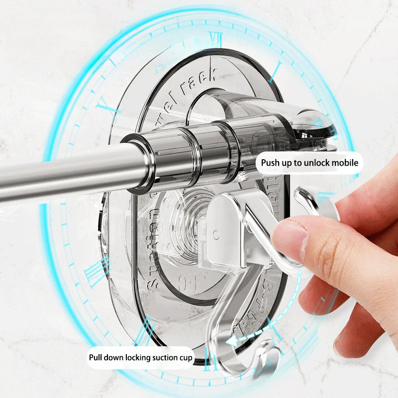 Home Storage Bathroom Towel Rack Punch-free Retractable Wall-mounted Suction Cup Towel Bath Towel Hanging Rod