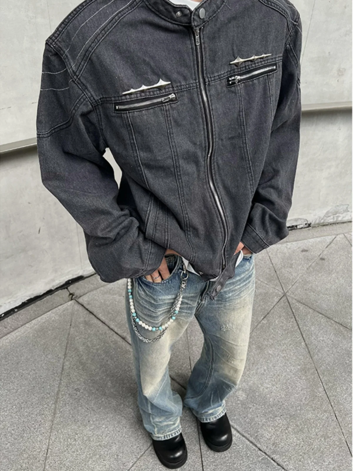 

Мужская осенняя джинсовая куртка Bla ort с подкладкой на плечах, в американском уличном стиле, из денима, Cleanfit, рабочая одежда, молодежная мода
