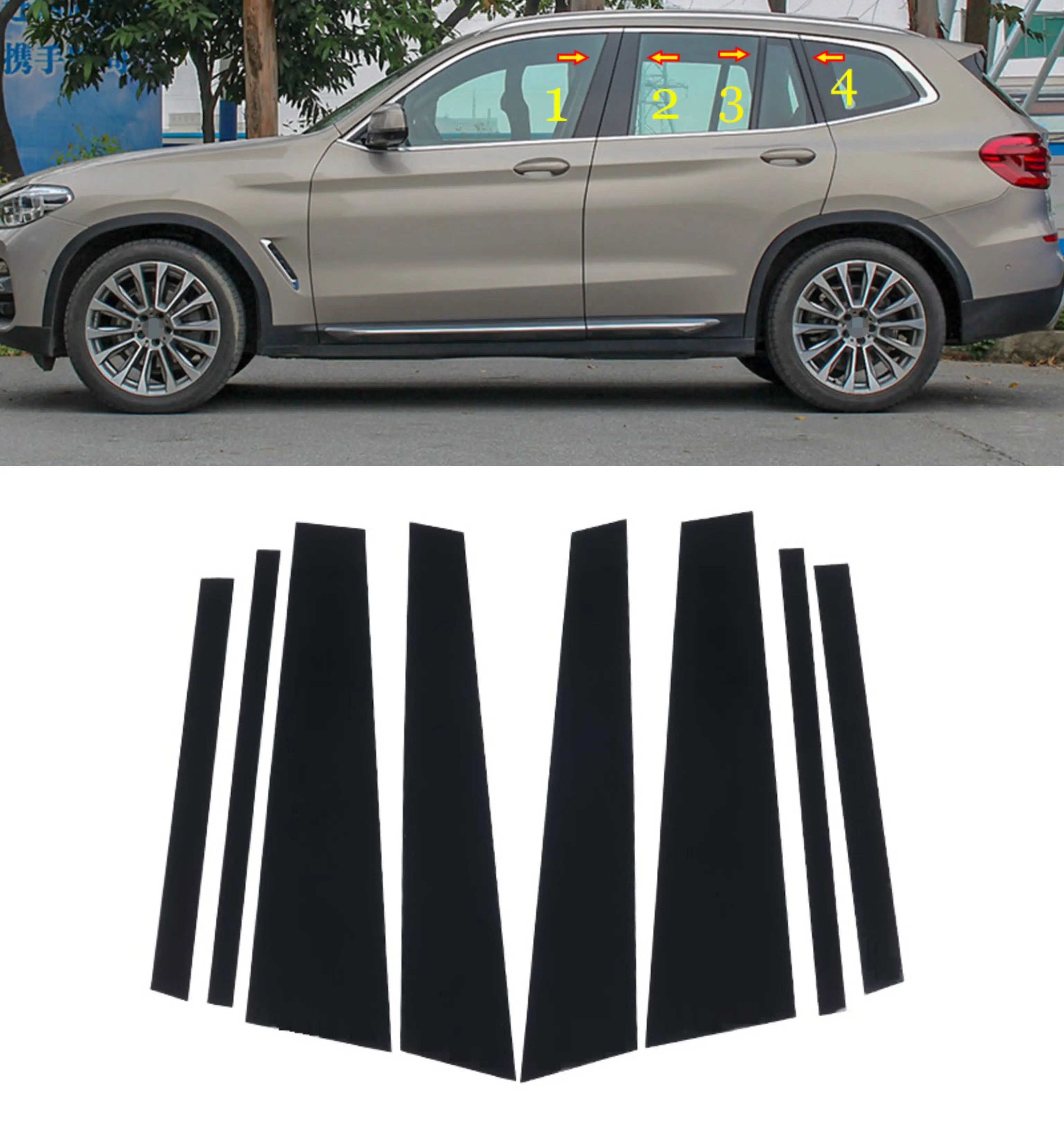 

8PCS Polished Pillar Posts For BMW X3 G01 2018 2019 2020 2021 2022 Door Window Trim Stickers