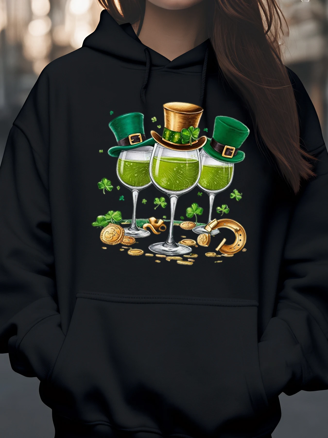 نظارات البيرة الخضراء لعيد القديس باتريك مع قبعات وملابس الحفلات بقلنسوة شامروكس للرجال والنساء #1