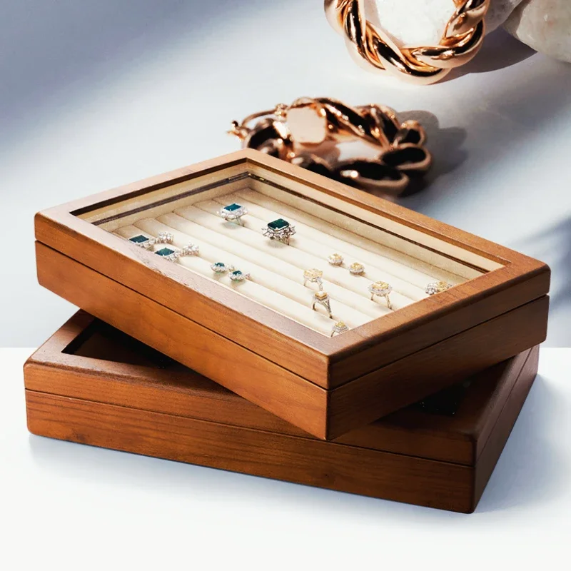 

Jewelry Display Box Solid Wood Storage for Rings Necklaces Bracelets Earring Organizer Wooden Jewelry Organizer Box