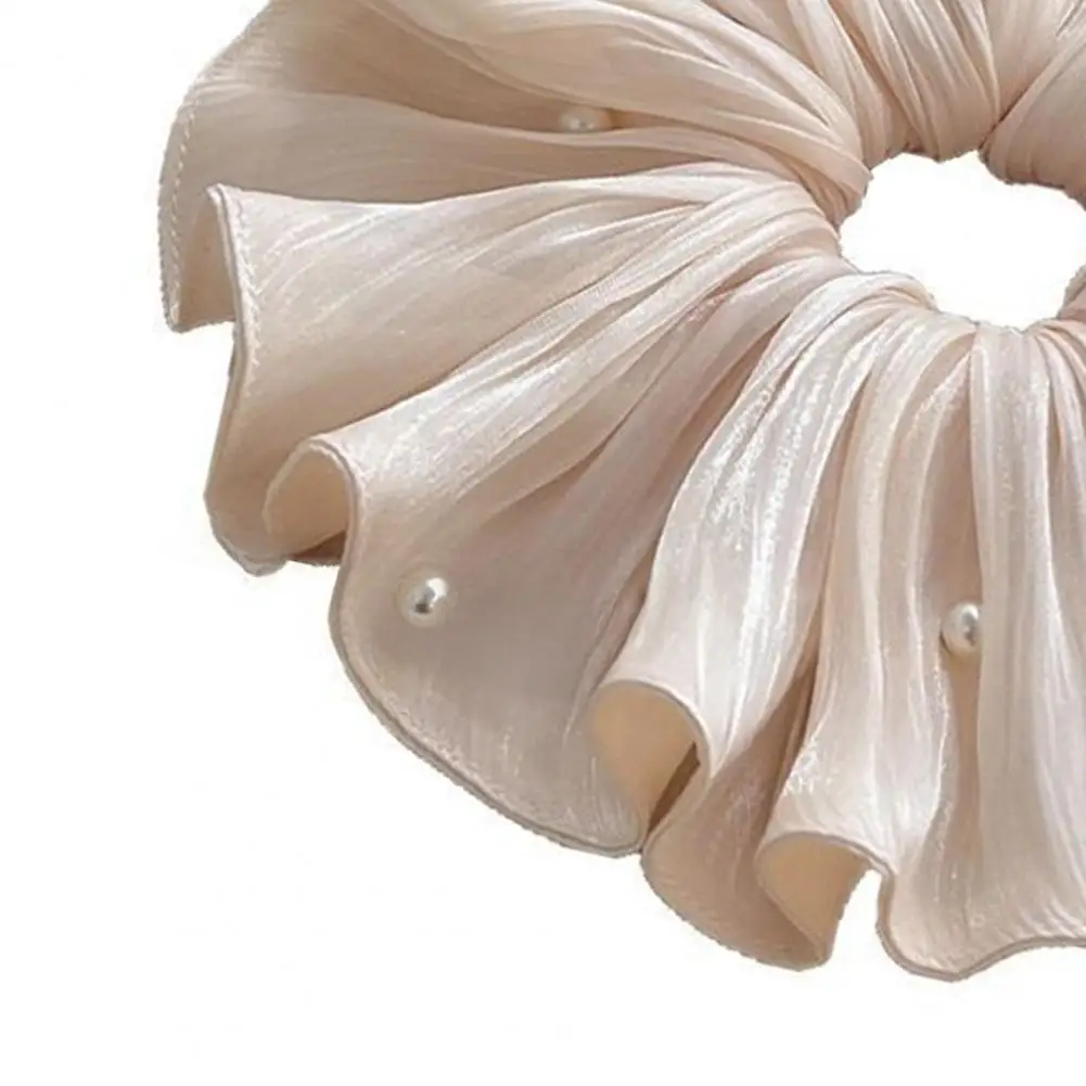 

Hair Tie Imitation Pearls Large Elastic Hair Band Double Layer Soft Fabric Scrunchie Hair Accessories